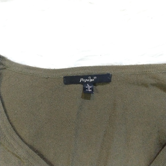 PAPAYA olive green button-front cardigan stitch - Picture 2 of 7